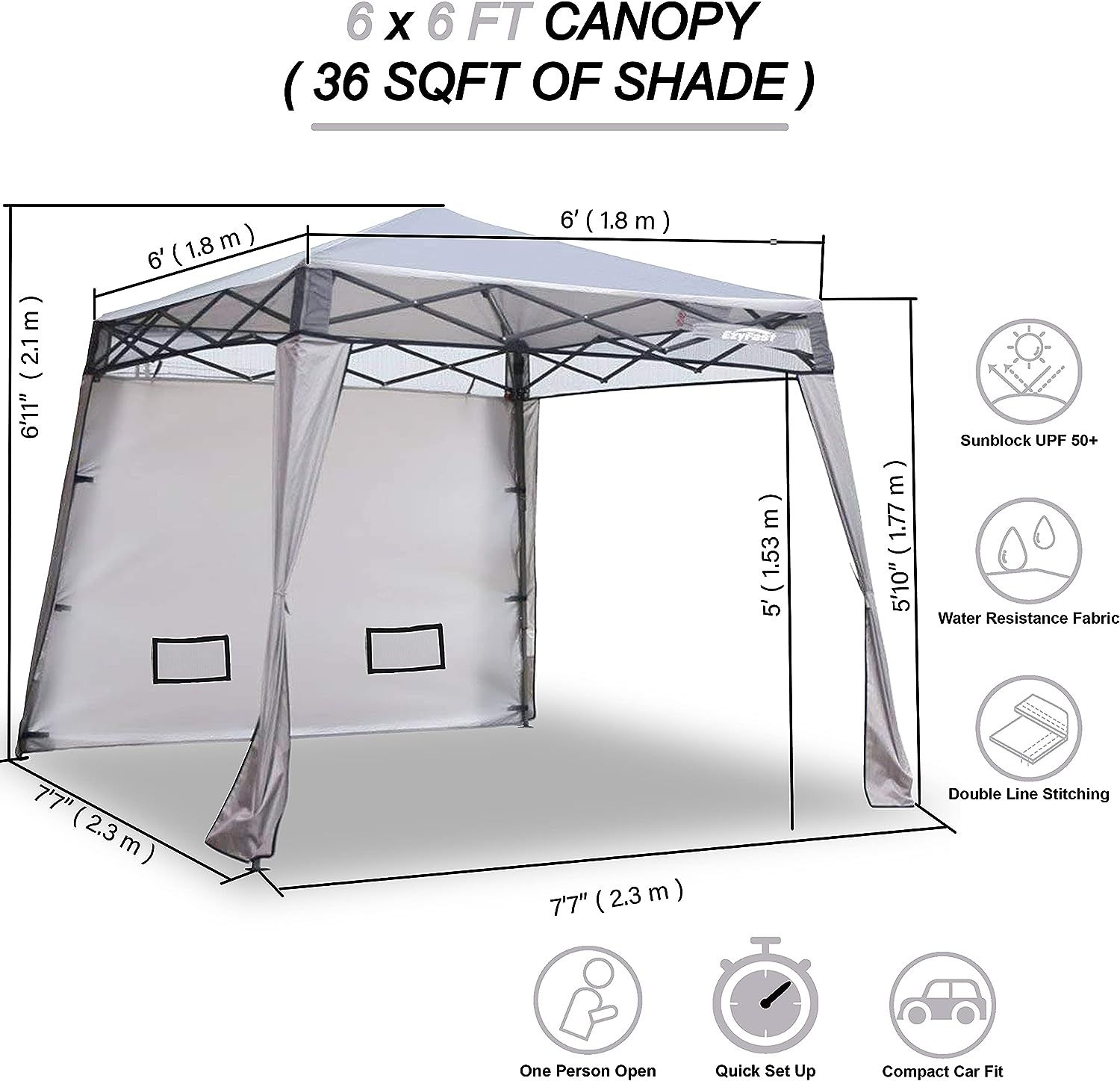 STRONG CAMEL Instant Pop Up Canopy Family Sports Beach Tent Sun Shelter 7.7'x4.6'x4.3'H
