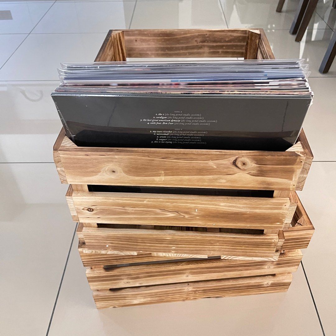 Lp Box Hout Custom Made Fix and Solid Wood Vinyl LP record storage box, Hobbies ...