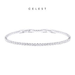 Gelang Celest - Two Prong Silver Tennis Bracelet Jewelry (Adjustable) | Aksesoris Perhiasan Gelang Wanita Lapis Emas Asli 18K Gold Plated | Kado Pernikahan Anniversary Ulang Tahun | Gift Box Wanita