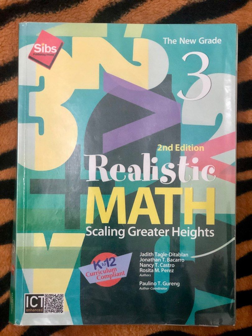 Grade 3 Realistic Math Book (Category: Textbooks) located in Manila. Submitted by imsophiaysabelle (Listing ID 1248422624, Image 1). Description: 💕 No missing or crumpled pages 💕 Still looks new but there are minimal pencil writings (erasable) 💕 With plastic cover .