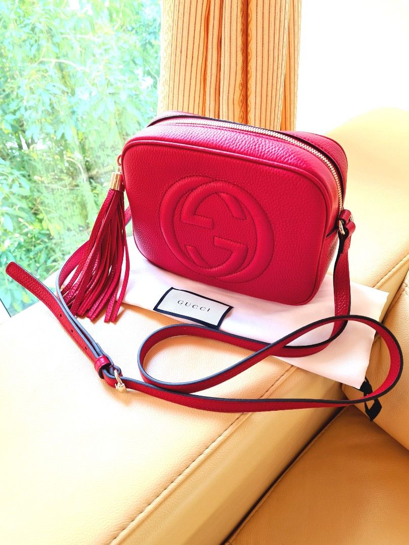 Gucci red tassel bag discount