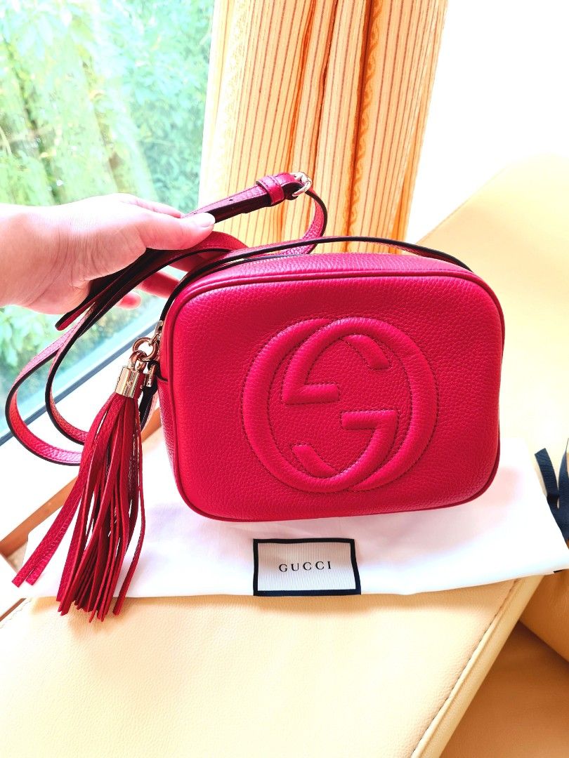Gucci Red Leather Sling Tassel Bag