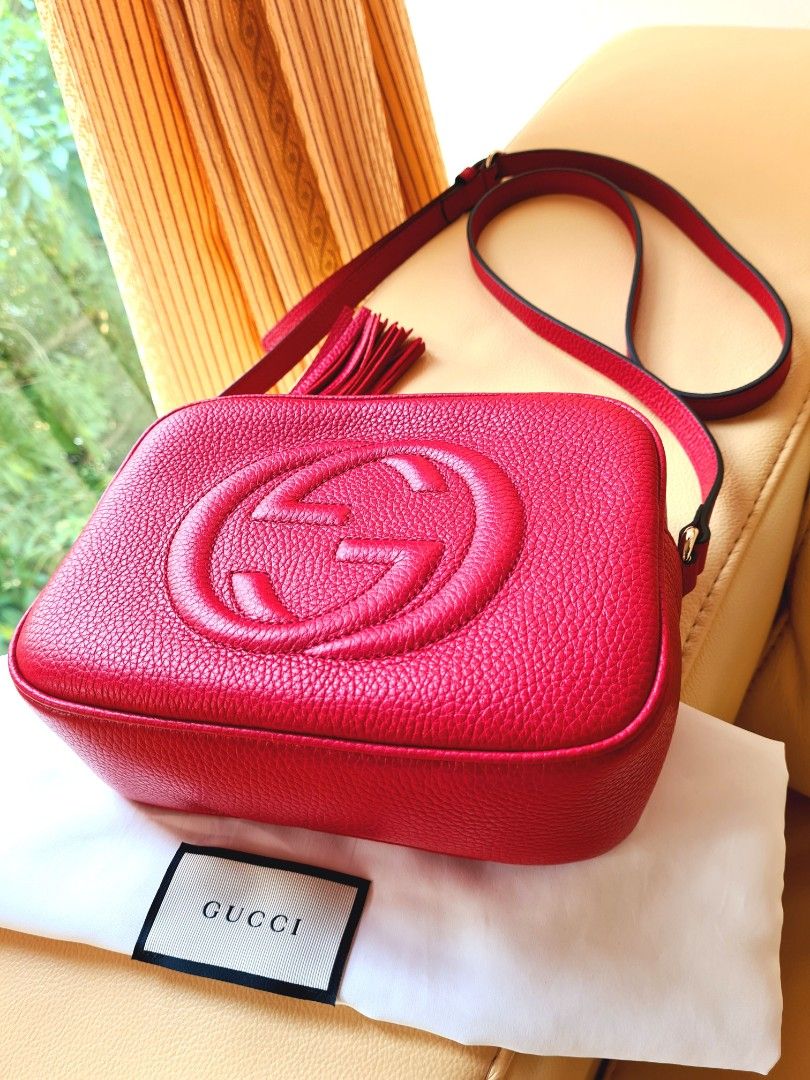 Gucci Red Leather Sling Tassel Bag, Women's Fashion, Bags