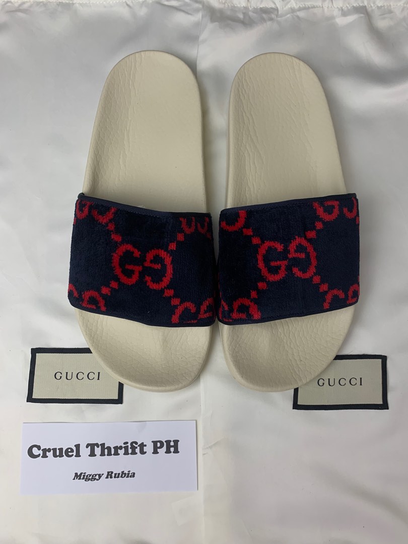 GUCCI TERRY CLOTH MONOGRAM SLIDE on Carousell