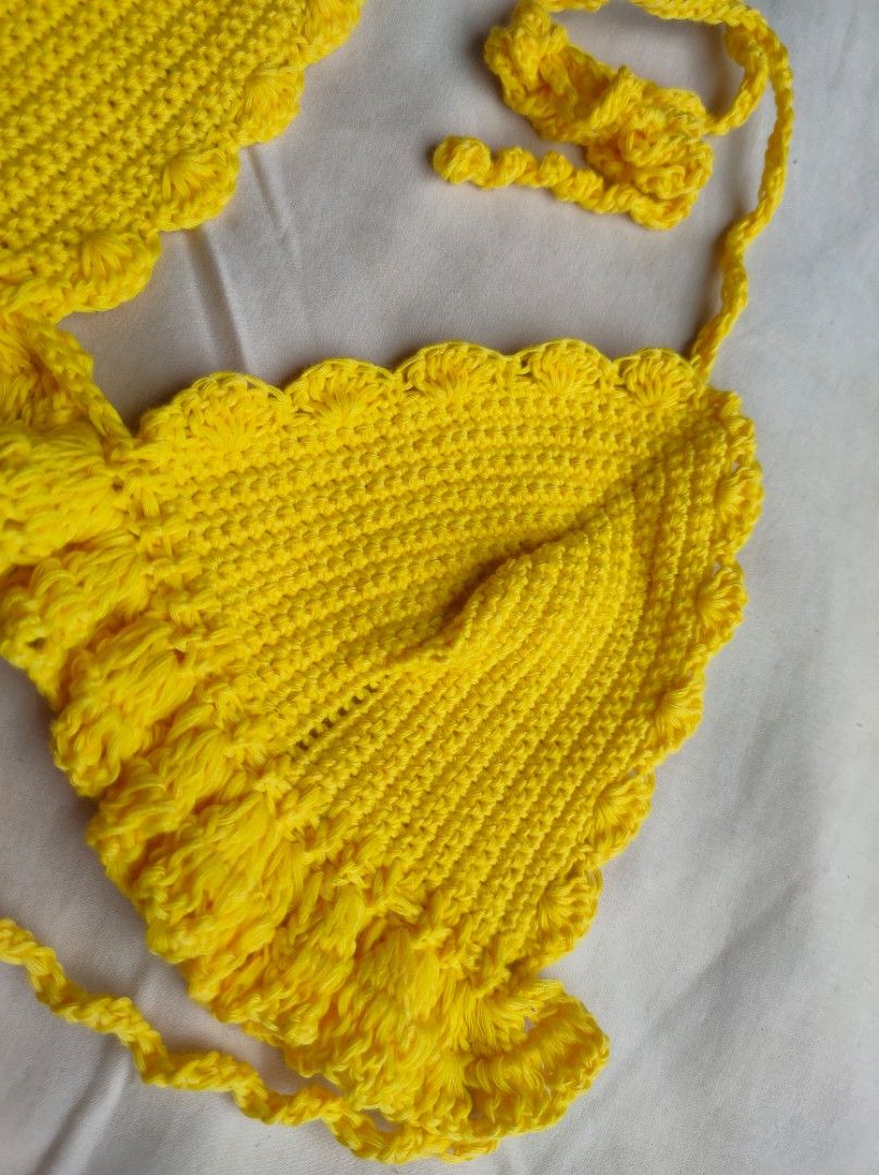 Handmade Crochet ruffle bikini top on Carousell