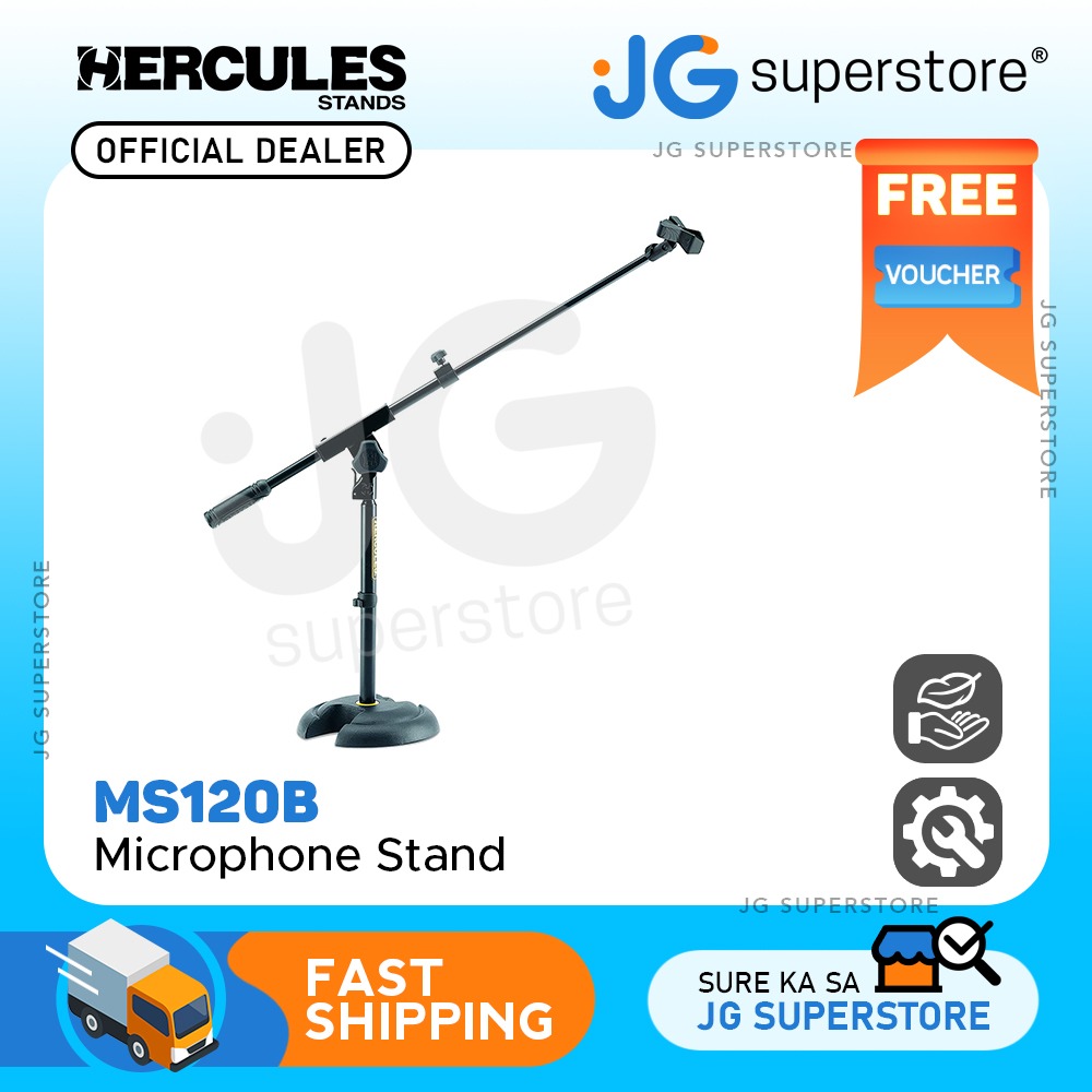 Hercules Low Profile HBase Microphone Stand with Short Telescopic Boom