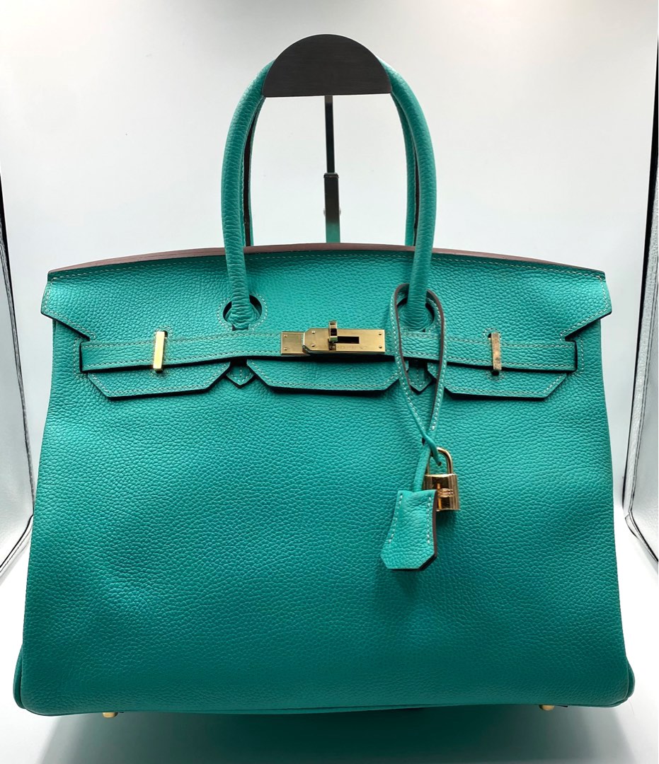 Hermes Birkin 35 PHW Togo Bleu Lagon / Blue Lagoon Bag