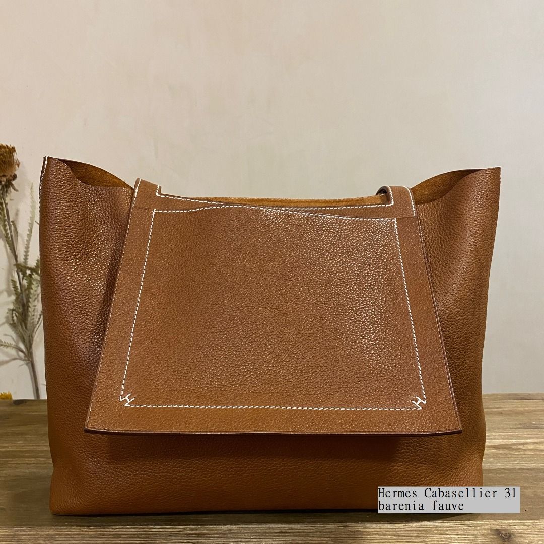 HERMES HERMES Cabasellier 31 Tote Bag Clemence leather Brown Chai