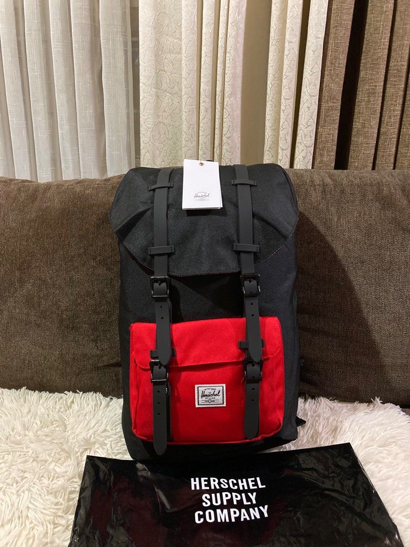 Herschel backpack red and black discount