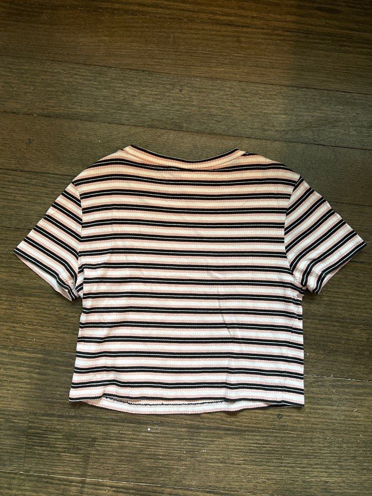 H&m pink and discount white striped shirt
