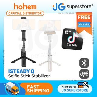 Hohem iSteady Q 1-Axis Gimbal Stabilizer with Selfie Stick, Tripod with Remote with Face Tracking and 360° Rotations for iPhone and Android Smartphones (White and Black) | JG Superstore
