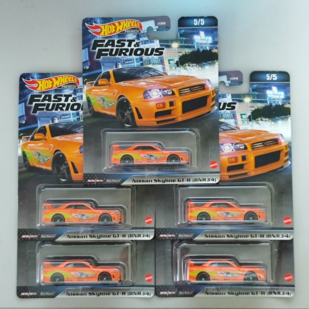 Hot Wheels Premium - Nissan Skyline GT-R (BNR34) Set of 5, Hobbies & Toys,  Toys & Games on Carousell