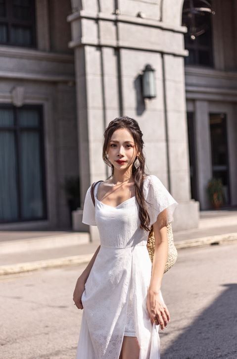 Hutz Fashion Odena Side Slit Maxi Dress White Women s Fashion