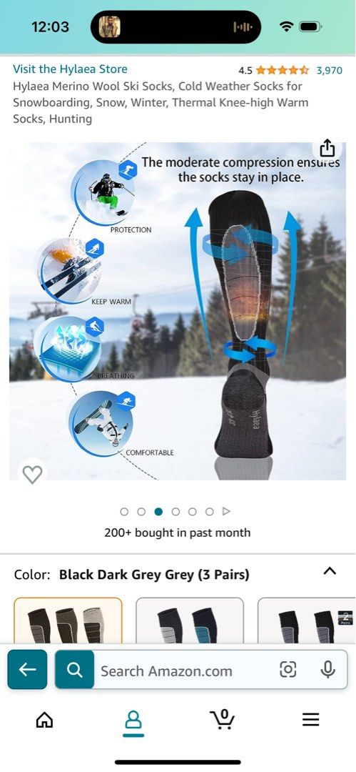 Merino Wool Ski Socks, Cold Weather Socks for Snowboarding, Snow, Winter,  Thermal Knee-high Warm Socks, Hunting