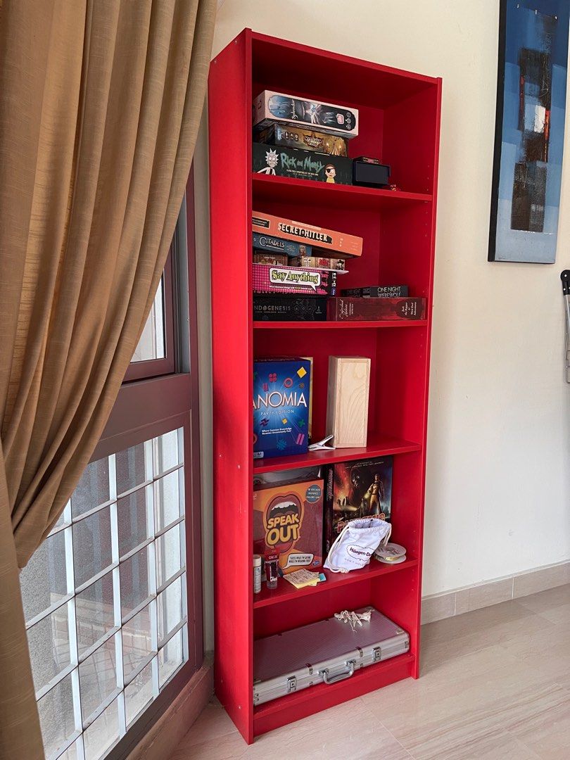 IKEA Billy Bookcase Red, FREE 2 boardgames, Furniture & Home Living