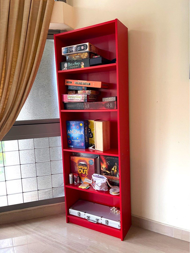 IKEA Billy Bookcase Red, FREE 2 boardgames, Furniture & Home Living