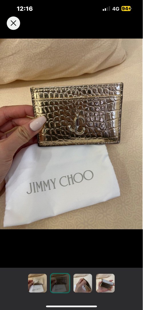 Jimmy Choo gold card holder, Luxury, Bags & Wallets on Carousell