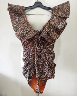 Johanna Ortiz animal print one piece swimsuit L