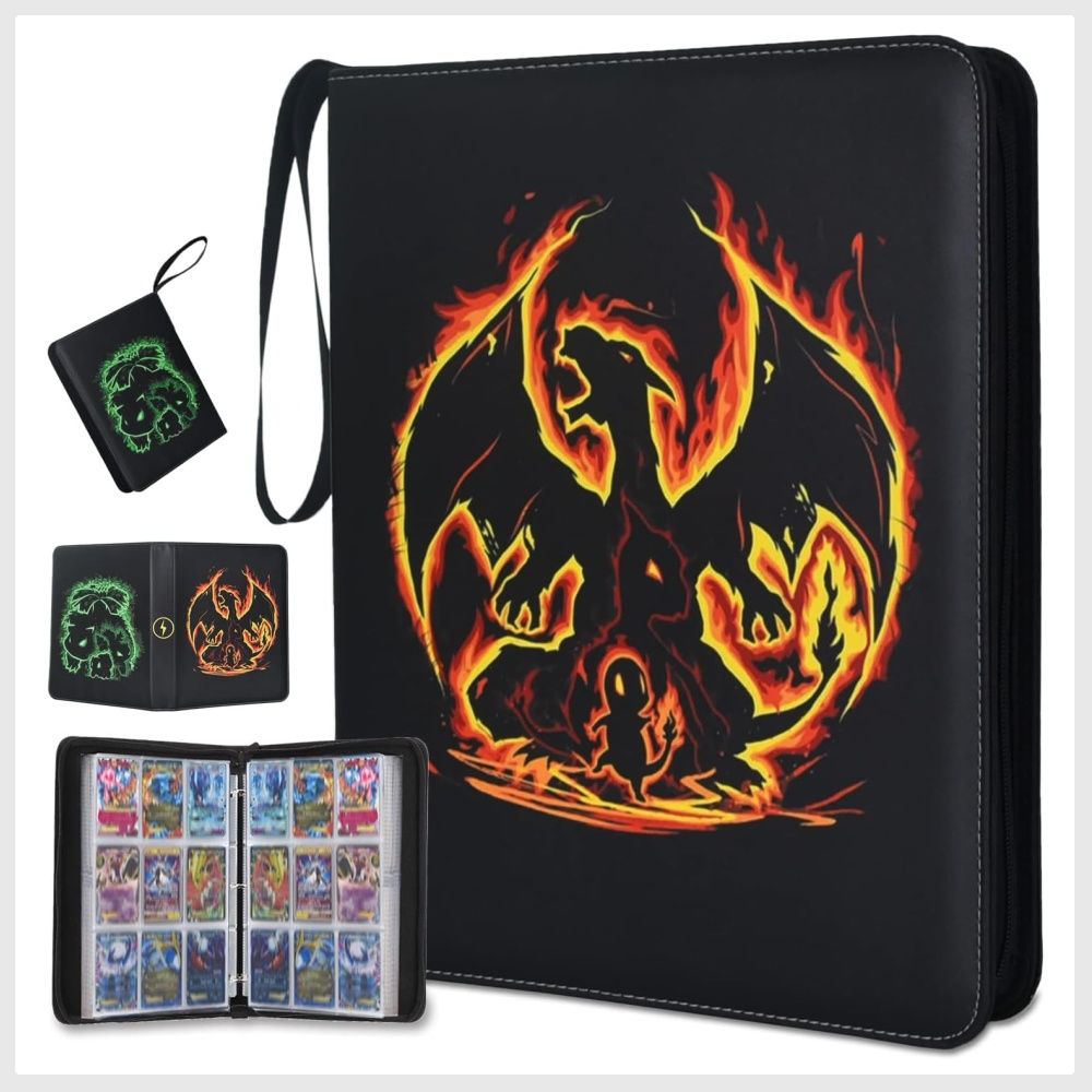 pokemon card binder 9 pocket with zipper TopDeck 500 Ringless Zip Pro - 9-Pocket Pages Side Load Sleeve TCG Storage Portfolio, Compatible Pokemon, Yu-Gi-Oh, One Piece, MTG, Comic Trading Collectible Cards Presented in a bright yellow 540, 9-Pocket Ultimate Binder -