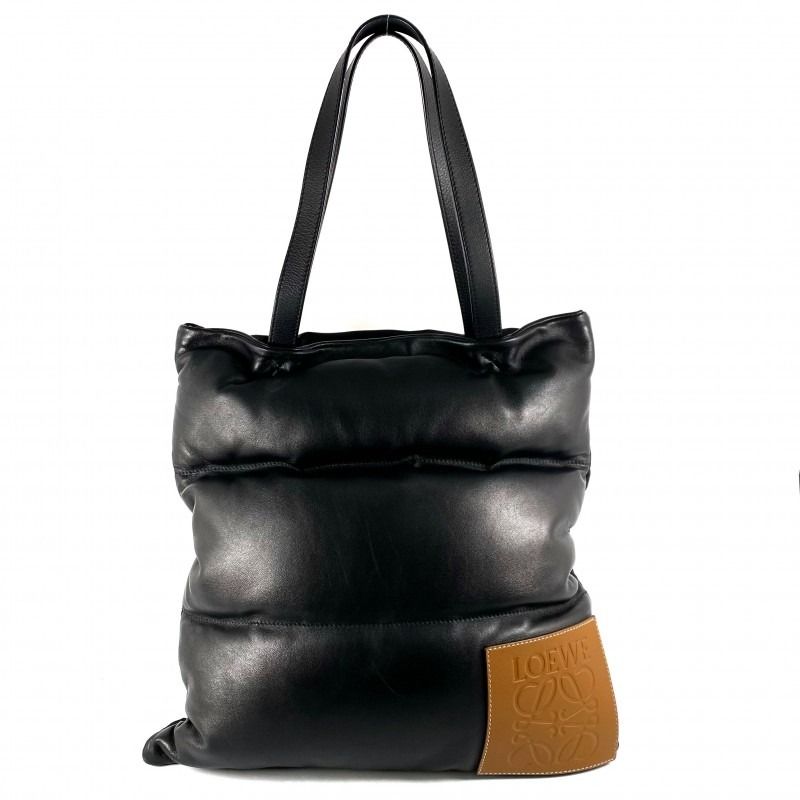 Loewe Black Nylon Lambskin Yago Puffy Vertical Tote Bag