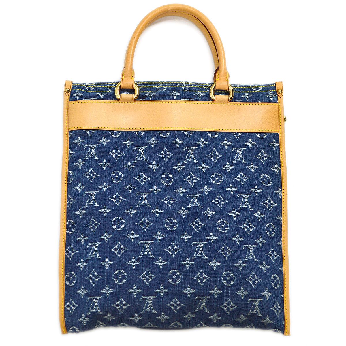LOUIS VUITTON Monogram Denim Flat shopper Tote Bag Blue M95018 LV
