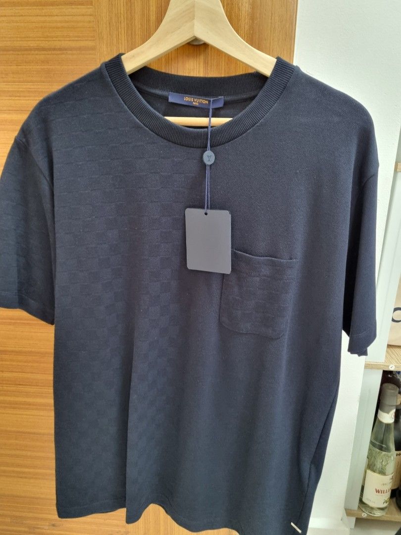 Louis Vuitton Damier Half Damier Pocket T-Shirt, Navy, L