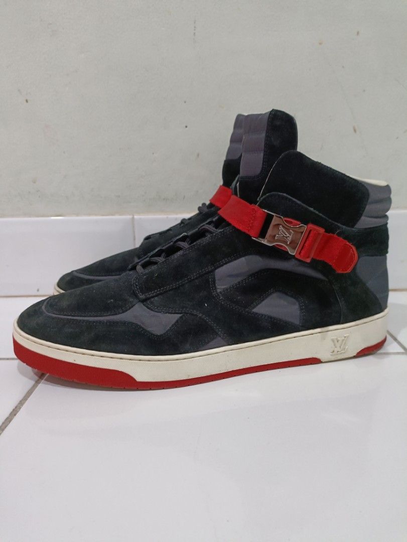 Louis Vuitton Black Suede And Fabric Slipstream High Top Sneakers