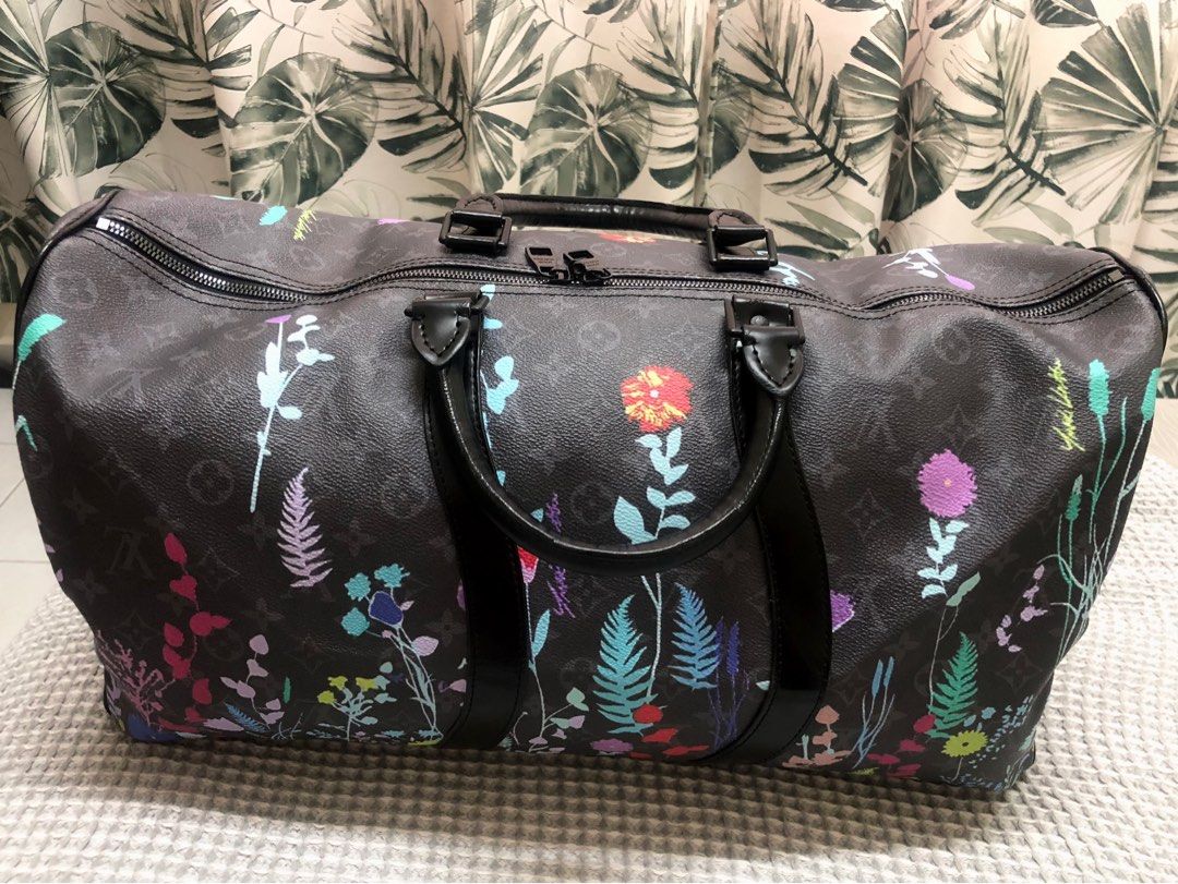 Louis Vuitton Keepall Bandouliere 50 Eclipse Foliage Flowers Weekend Travel  Bag