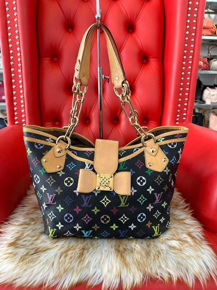 LOUIS VUITTON Annie GM Multicolor Monogram Canvas Shoulder Bag Black