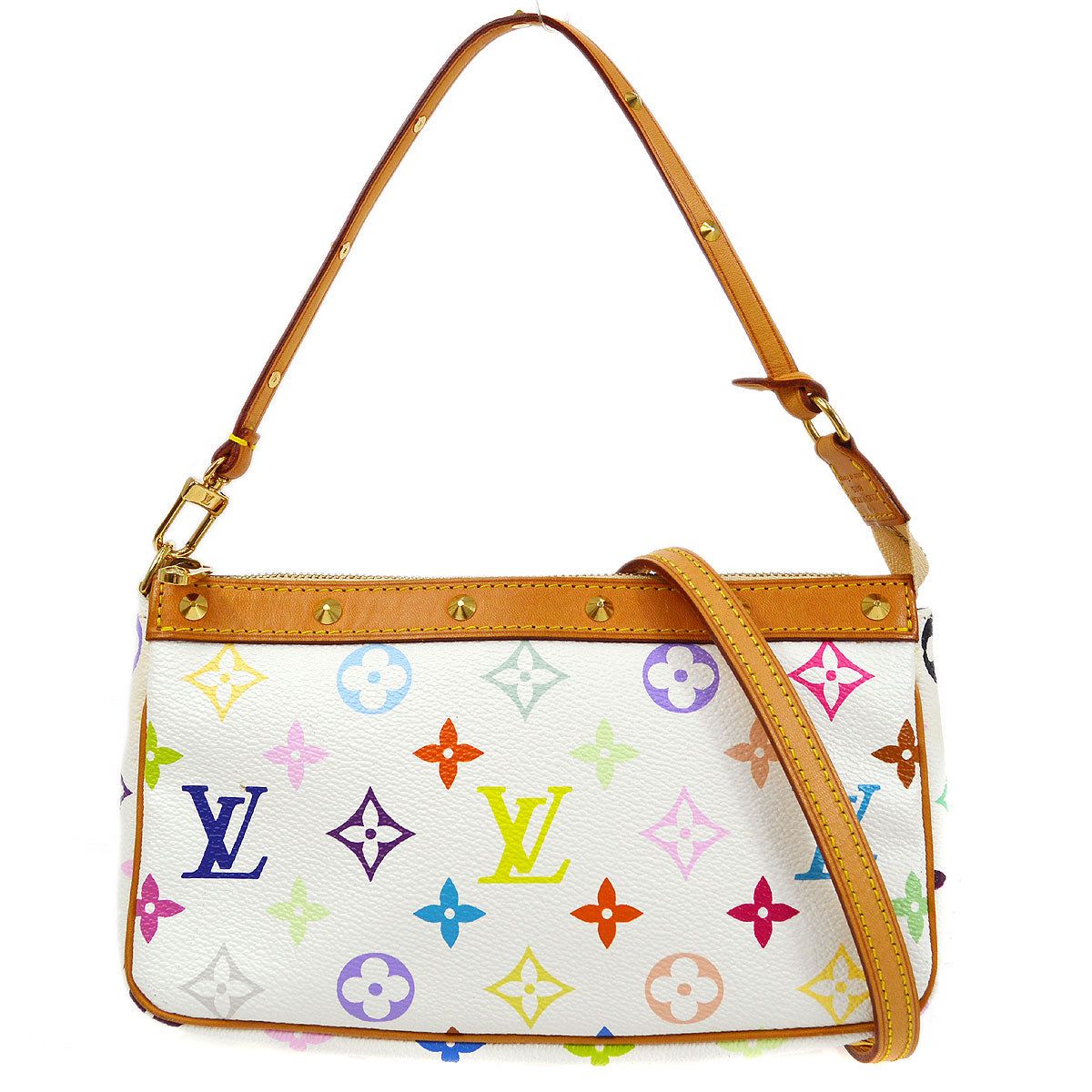 Authentic Louis Vuitton White Multicolor Pochette , Luxury, Bags & Wallets  on Carousell