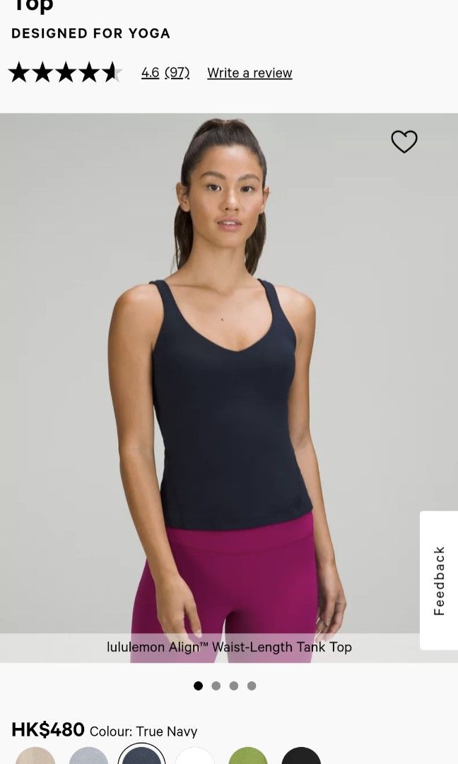 Lululemon align waist length tank true navy (10), Women's Fashion,  Activewear on Carousell