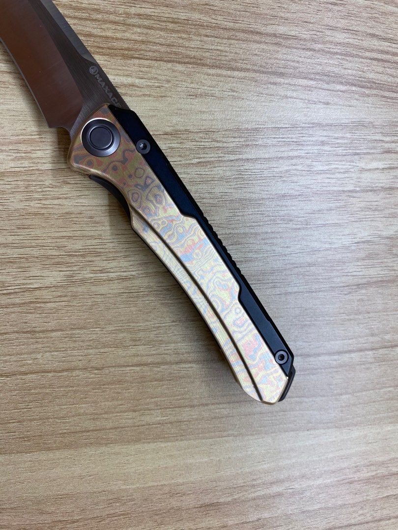 Maxace Kestrel M390 Mokume Gane handle knife - limited edition ...
