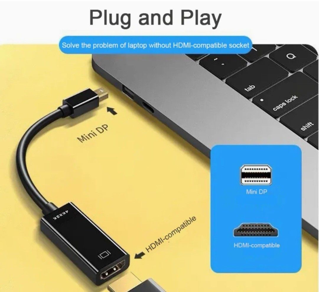 Mini DP To HDMI Adapter 4K 1080P Thunderbolt To HDMI Connection Cable Mini DisplayPort Converter