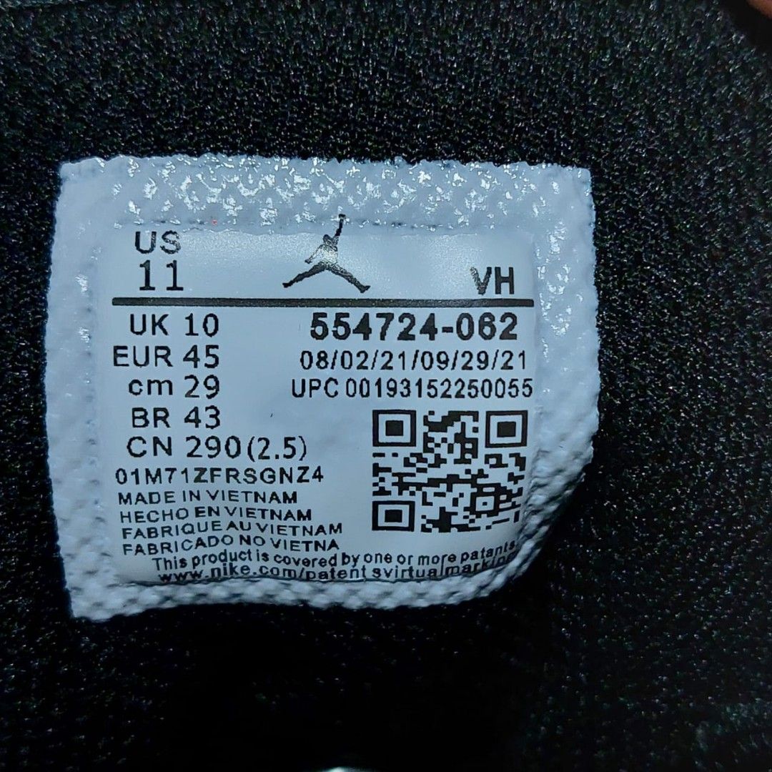 Off white jordan 1 size hotsell tag