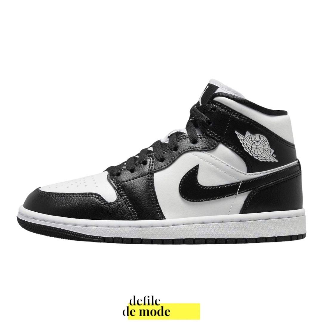 NIKE AIR JORDAN MID PANDA BLACK WHITE WOMENS, Fesyen Wanita