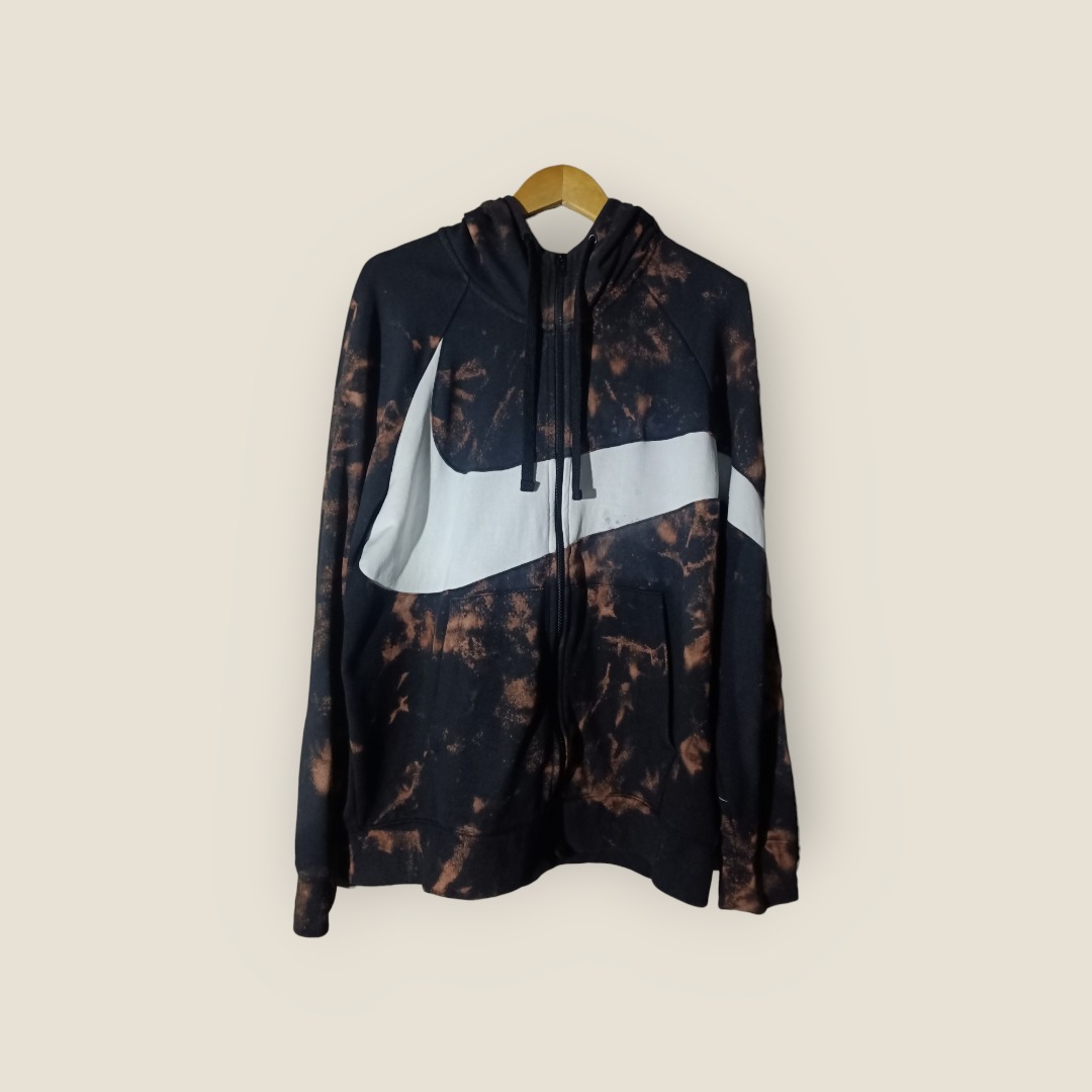 Nike Big Swoosh (Bleach Dye), Men's Fashion, Tops & Sets, Hoodies on