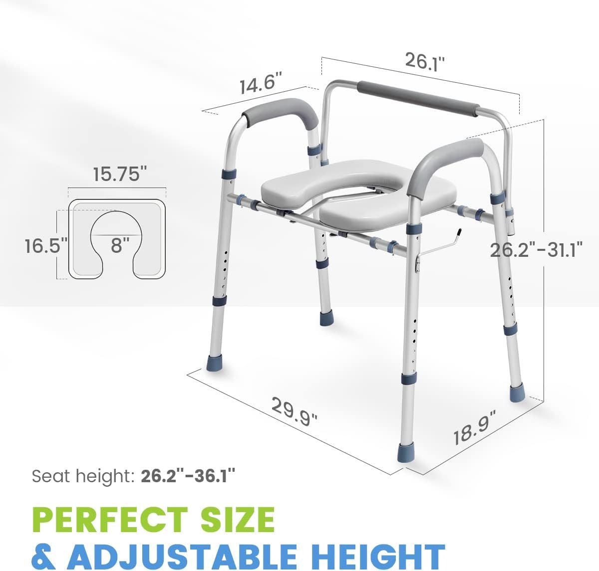 OasisSpace Stand Alone Raised Toilet Seat 500lbs Adjustable Toilet