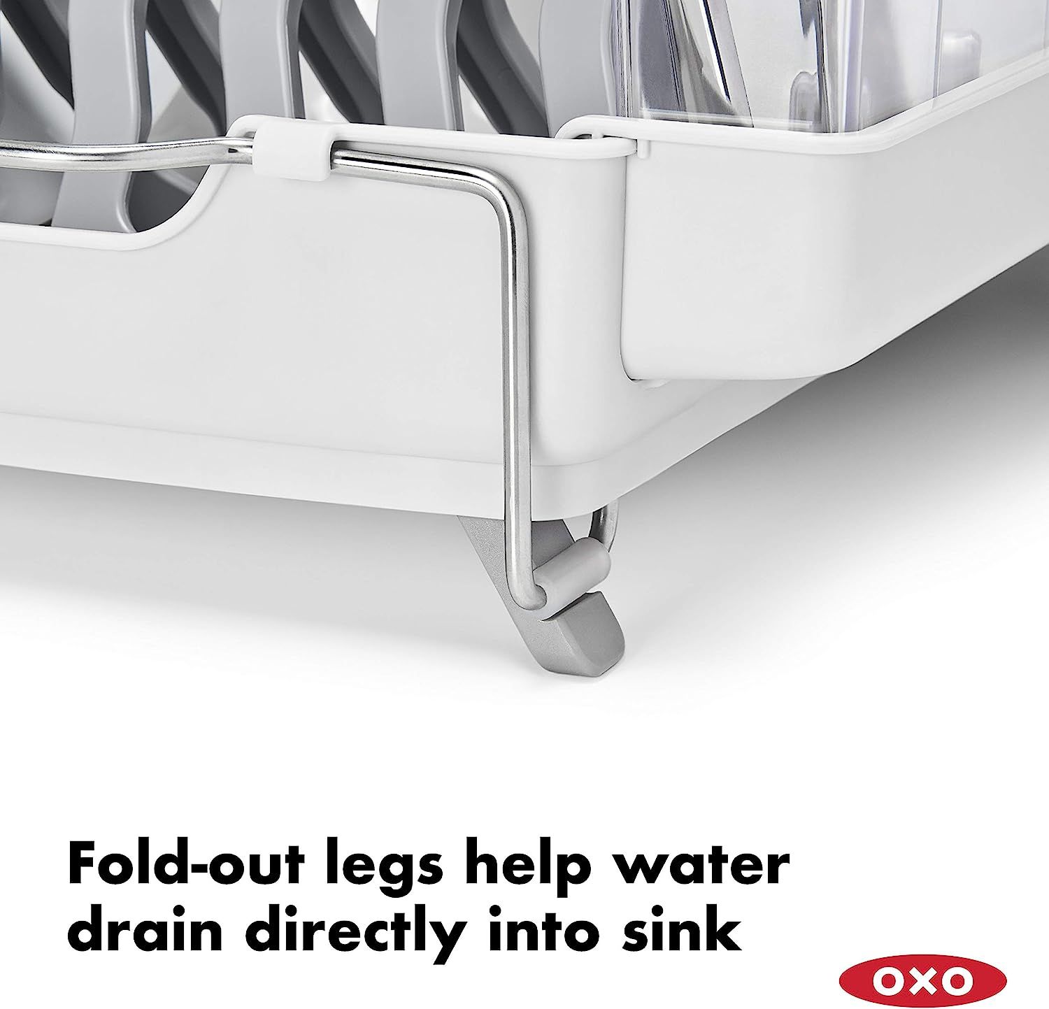 OXO 1473480 Good Grips Convertible Foldaway Dish Rack Stainless Steel white DESIGN 1 1 DESIGN 1
