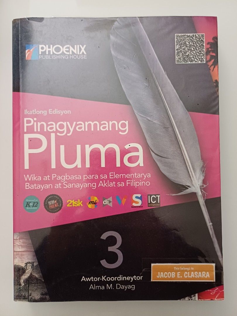 Pinagyamang Pluma 3 (Category: Storybooks) located in Quezon City. Submitted by subzero3102 (Listing ID 1248468975, Image 1). Description: Ikatlong Edisyon 2022 Phoenix Publishing The book is neat and almost new..