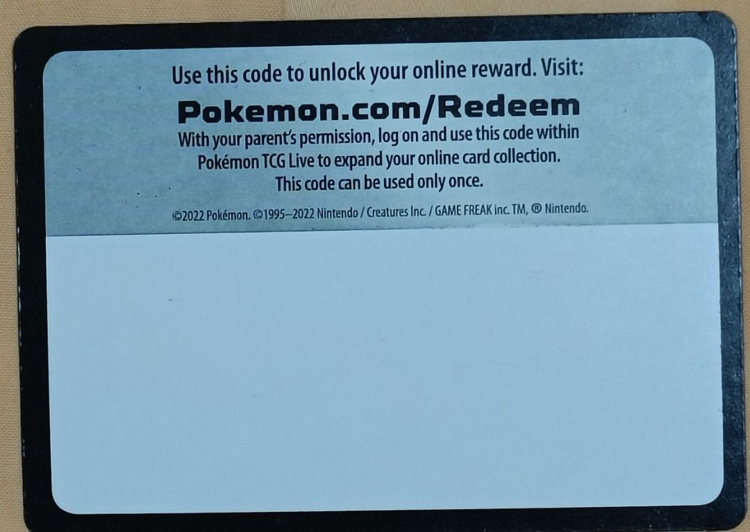 Pokemon TCG Misprint Error Card Pokemon TCG Online Blank Code Card