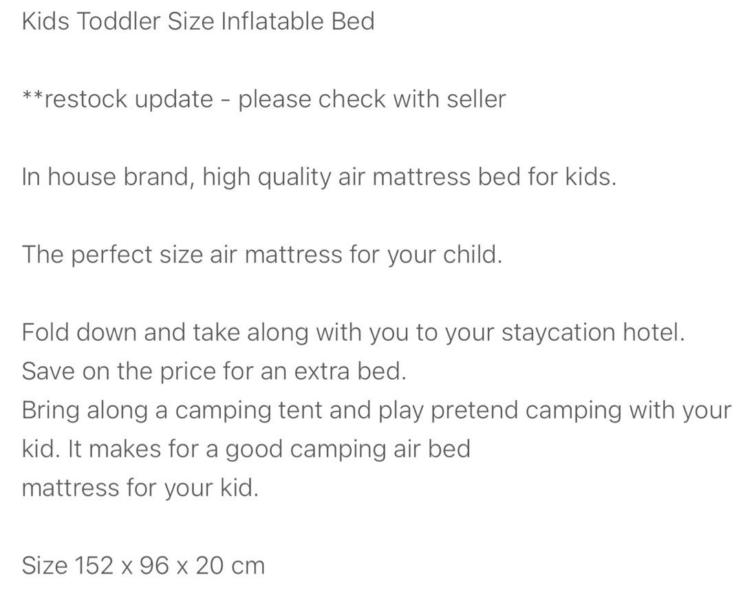 Portable Inflatable Bed, Furniture & Home Living, Bedding & Towels on