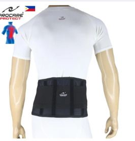 PROCARE PROTECT #BS04 Lumbar Back Support Belt, 2pcs STEEL Bars Support with 2 Additional Hard Plastic Side Stabilizers, Knitted Mesh Fabric Air-Flow Waist Wrap, Unisex