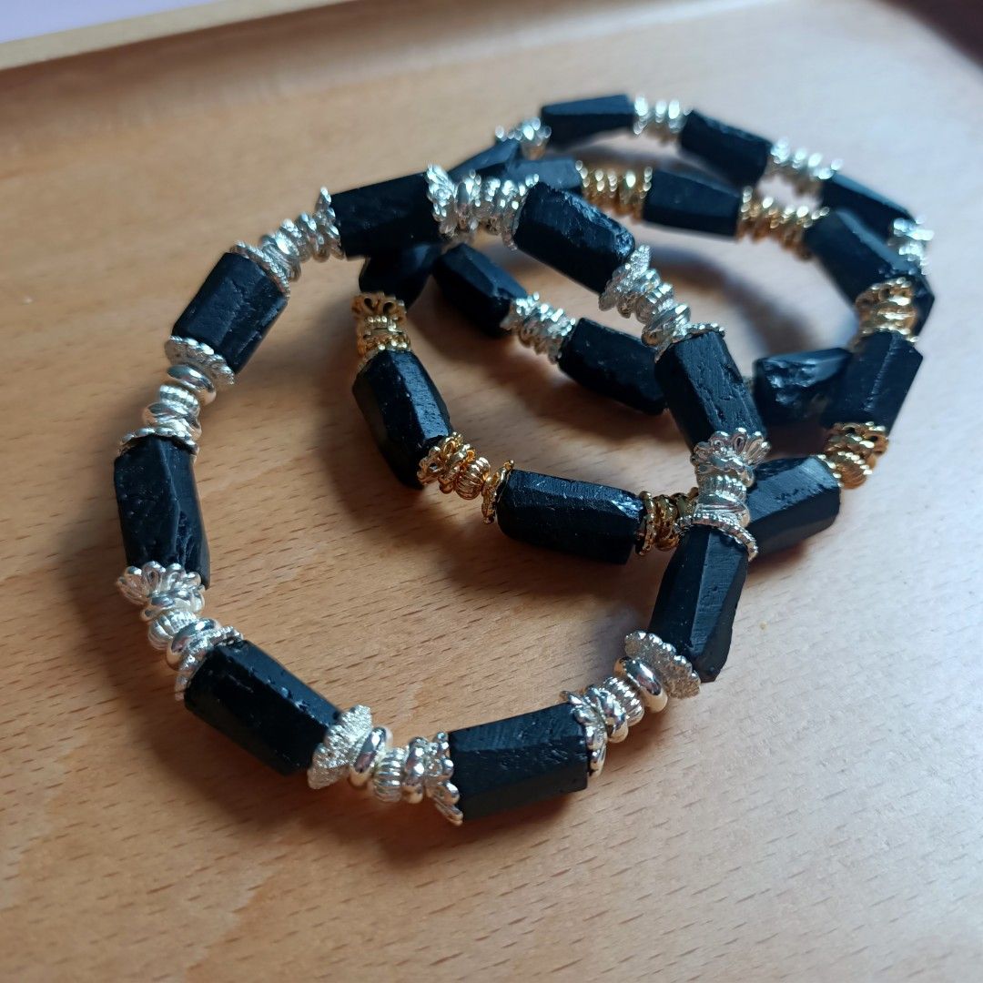 Raw Black Tourmaline Bracelet for Protection