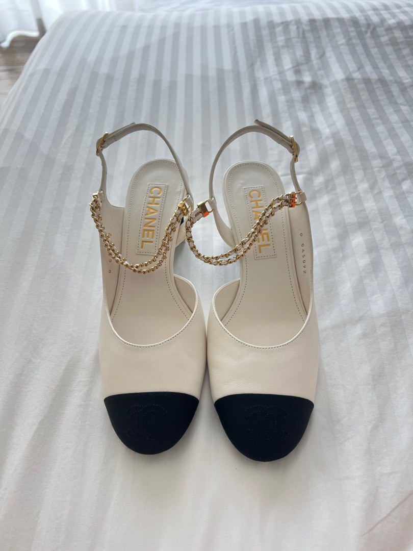Size36 original$2k chanel classic sling back leather heels