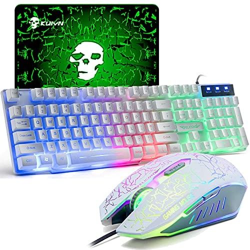 UK Layout Gaming Keyboard and Mouse Set Rainbow Backlit Ergonomic