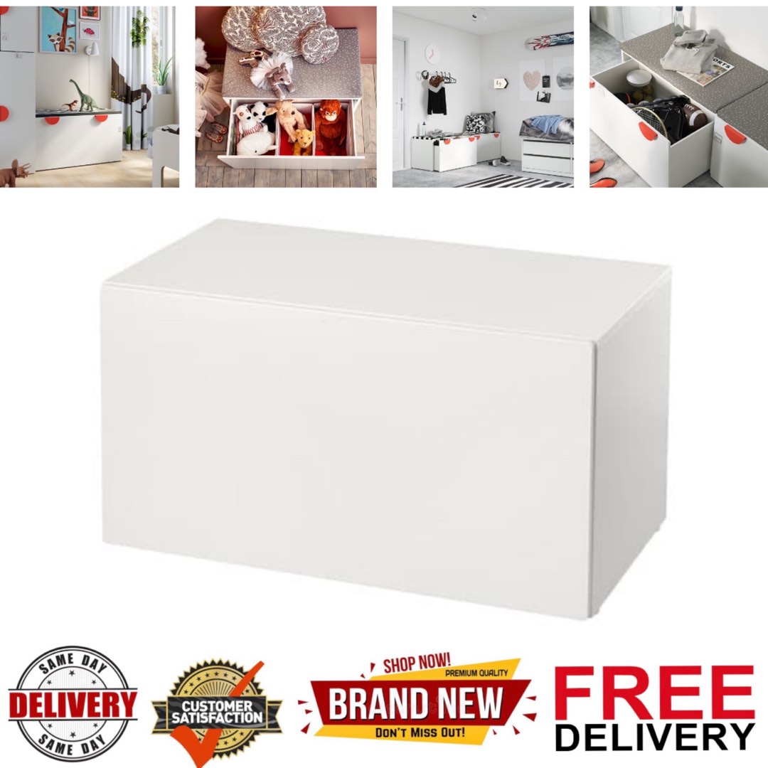 Storage Box ikea SMASTAD Bench with toy storage White/white 90×52×48