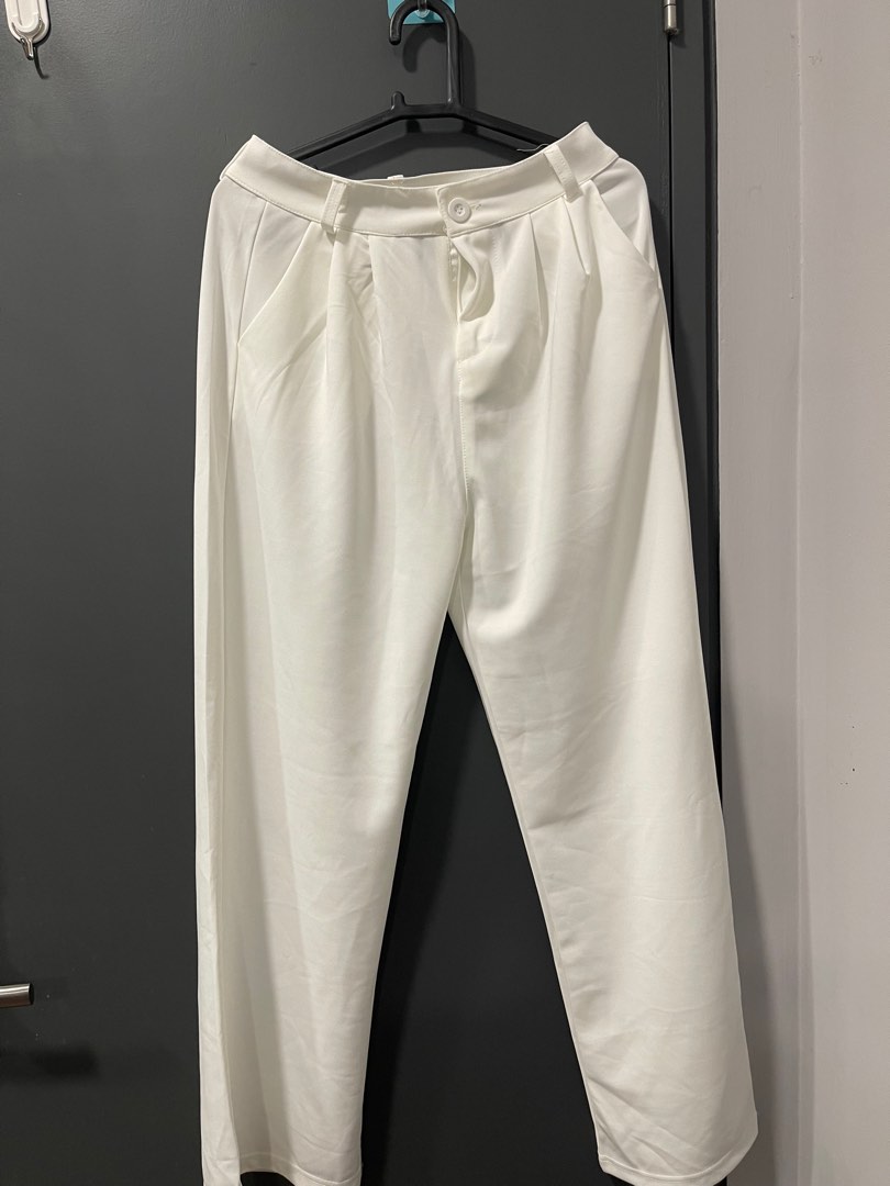Straight Cut White Pants, Women's Fashion, Bottoms, Other Bottoms on ...