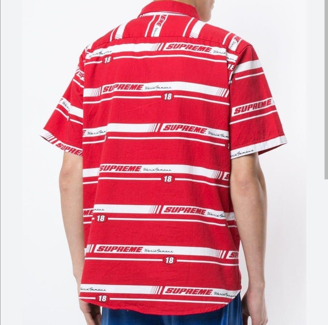 SUPREME STRIPED RACING Work Shirt 賽車 短袖 工作 襯衫