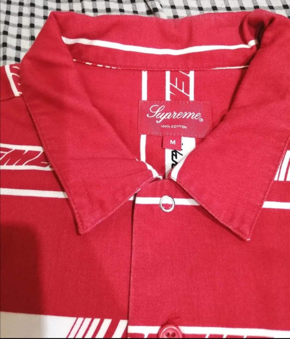 SUPREME STRIPED RACING Work Shirt 賽車短袖工作襯衫, 他的時尚, 上衣