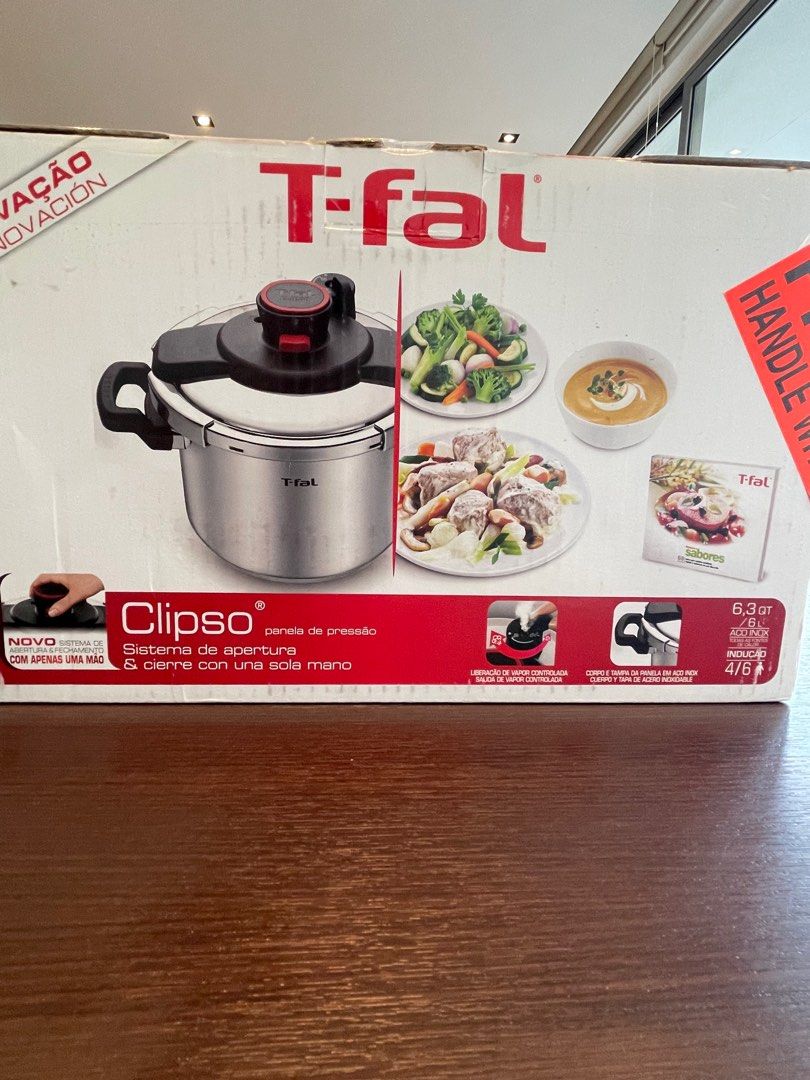 T-FAL T-fal Clipso Induction Compatible Stainless Steel 6.3 Quart Pressure  Cooker P4500734